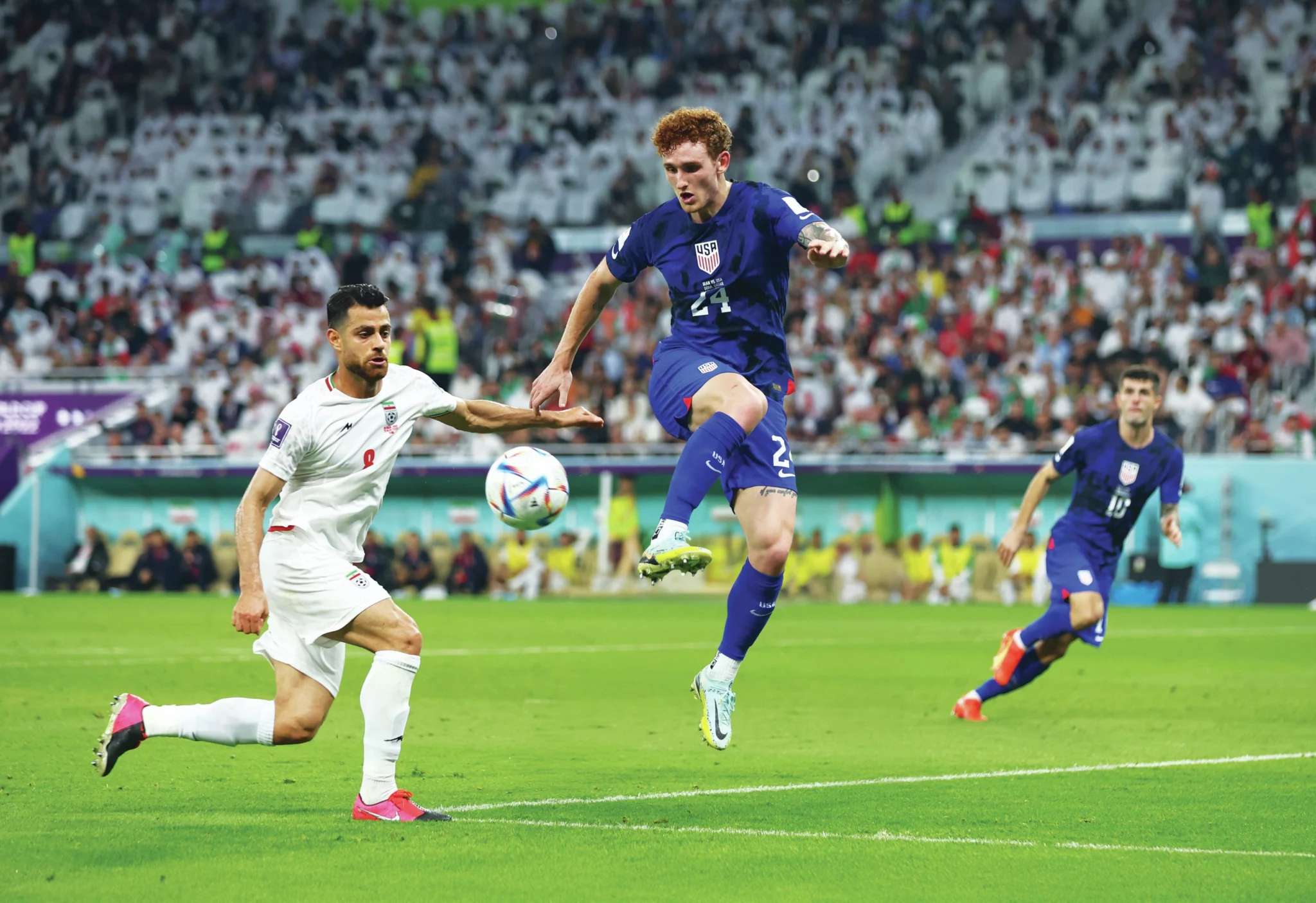 U.S. men's national soccer team in action during the 2022 FIFA World Cup in Qatar.