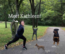 Kathleen and her three dogs