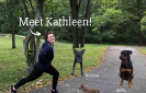 Kathleen and her three dogs