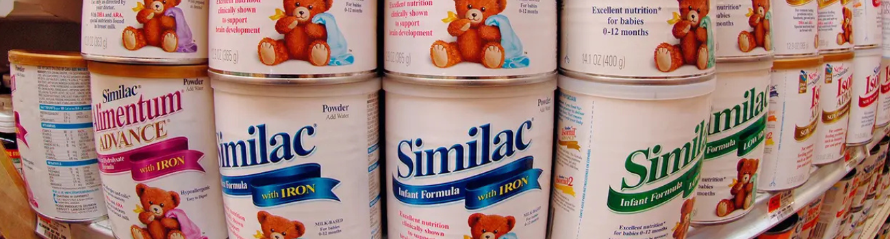 Simulac baby formula lines the shelves of a supermarket to demonstrate the law of supply.