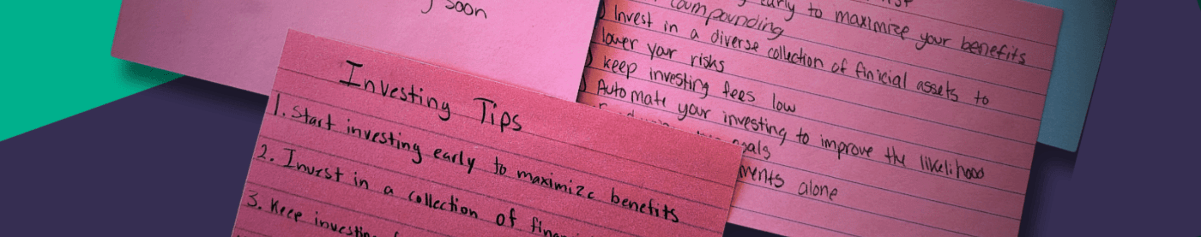 Handwritten notecards from students outlining their takeaways from Econiful's 5.2 lesson.